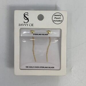 Savvy Cie 18K Gold Over Sterling Silver Heart Drop‎ Dangle Earrings